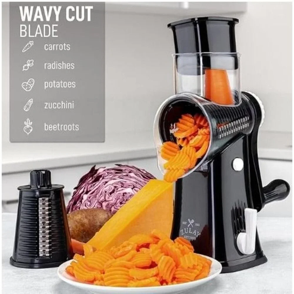 Zulay Kitchen Rotary Cheese Grater 5 Blade Cheese Shredder
